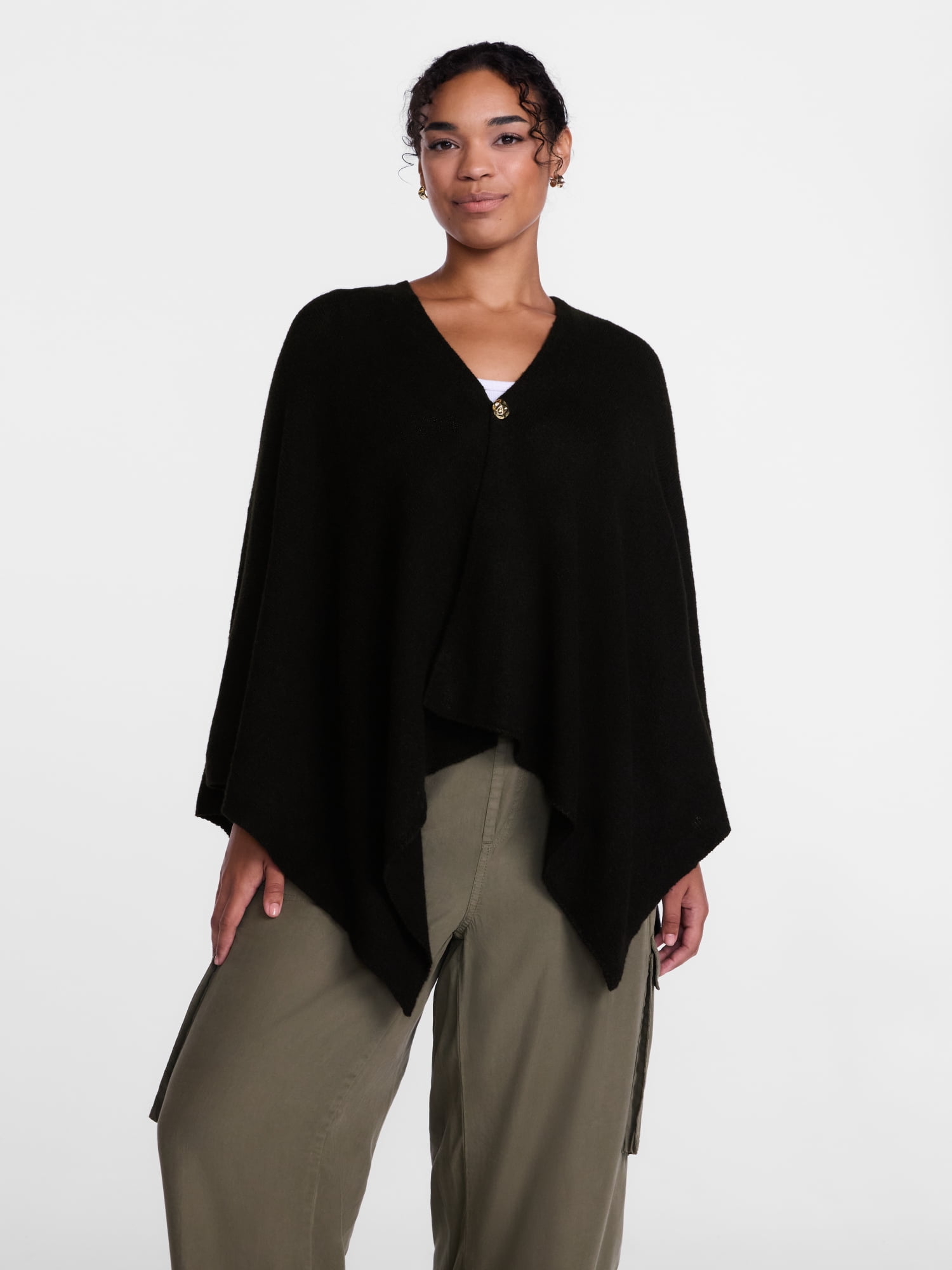 Scenario Women's Button Front Ruana, Mid-weight, Sizes S-XL