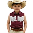 thumbnail image 3 of LYHaoo Boys And Girls Western Cowboy Shirt,Fringe Shirt Sleeveless Button Down Tassel Shirts for Kids,5-6 Years, 3 of 6