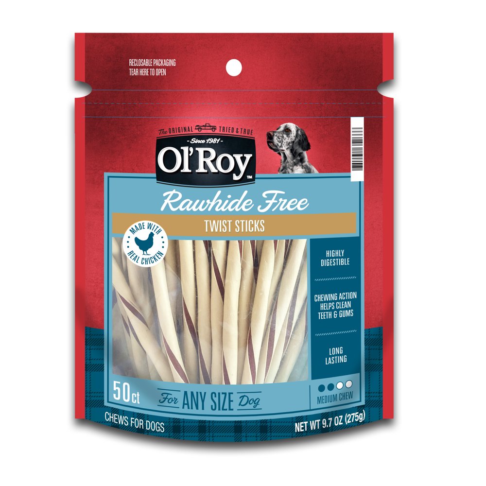 Ol' Roy Rawhide Free Chicken Twists for Dogs, 50 count