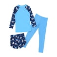 thumbnail image 2 of Jhaoyu Girls Swimsuits 3 Pieces Long Sleeve Rash Guard Set Quick Dry Bathing Suits UPF 50+ Swimwear Blue M, 2 of 7