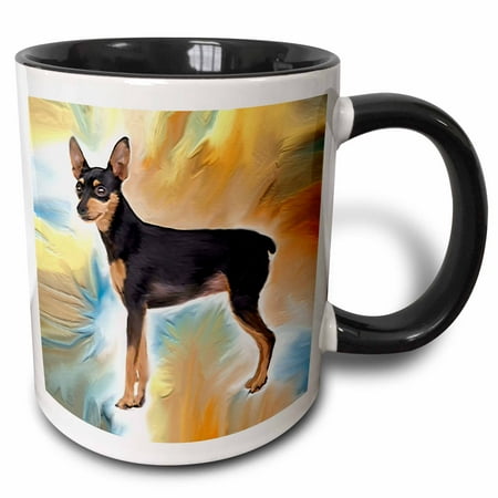 

3dRose Miniature Pnscher - Two Tone Black Mug 11-ounce