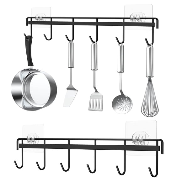 Perchero para utensilios de cocina, paquete de 2 unidades, Myfolrena, color negro