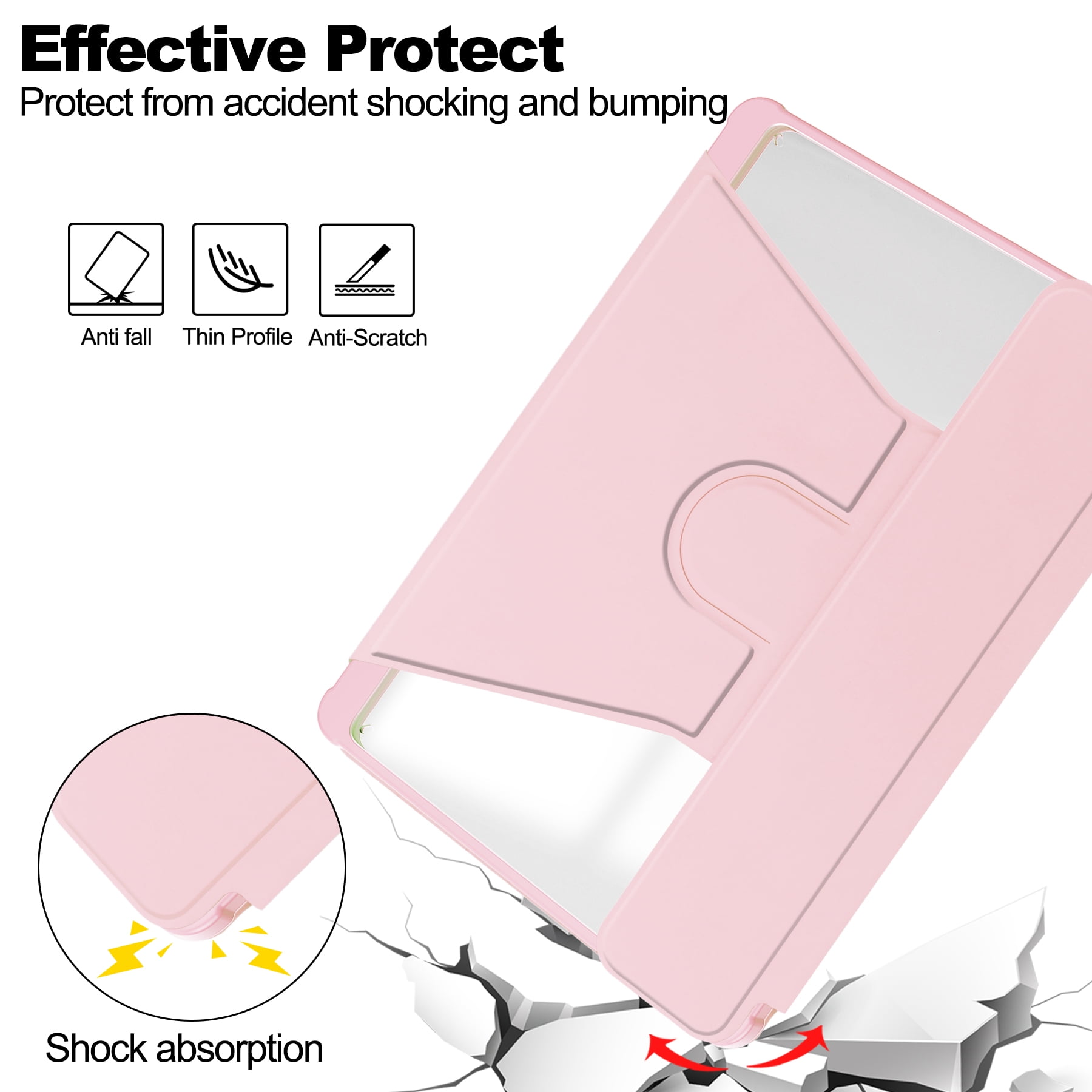 TECH CIRCLE Tablet Case for Apple iPad Air 11" (2024), 360 Degree Rotating Stand /Auto Sleep Sake /Magnetic Closure /Pencil/Stylus Holder /Full Coverage Protection, PU Leather Folio Case, Pink