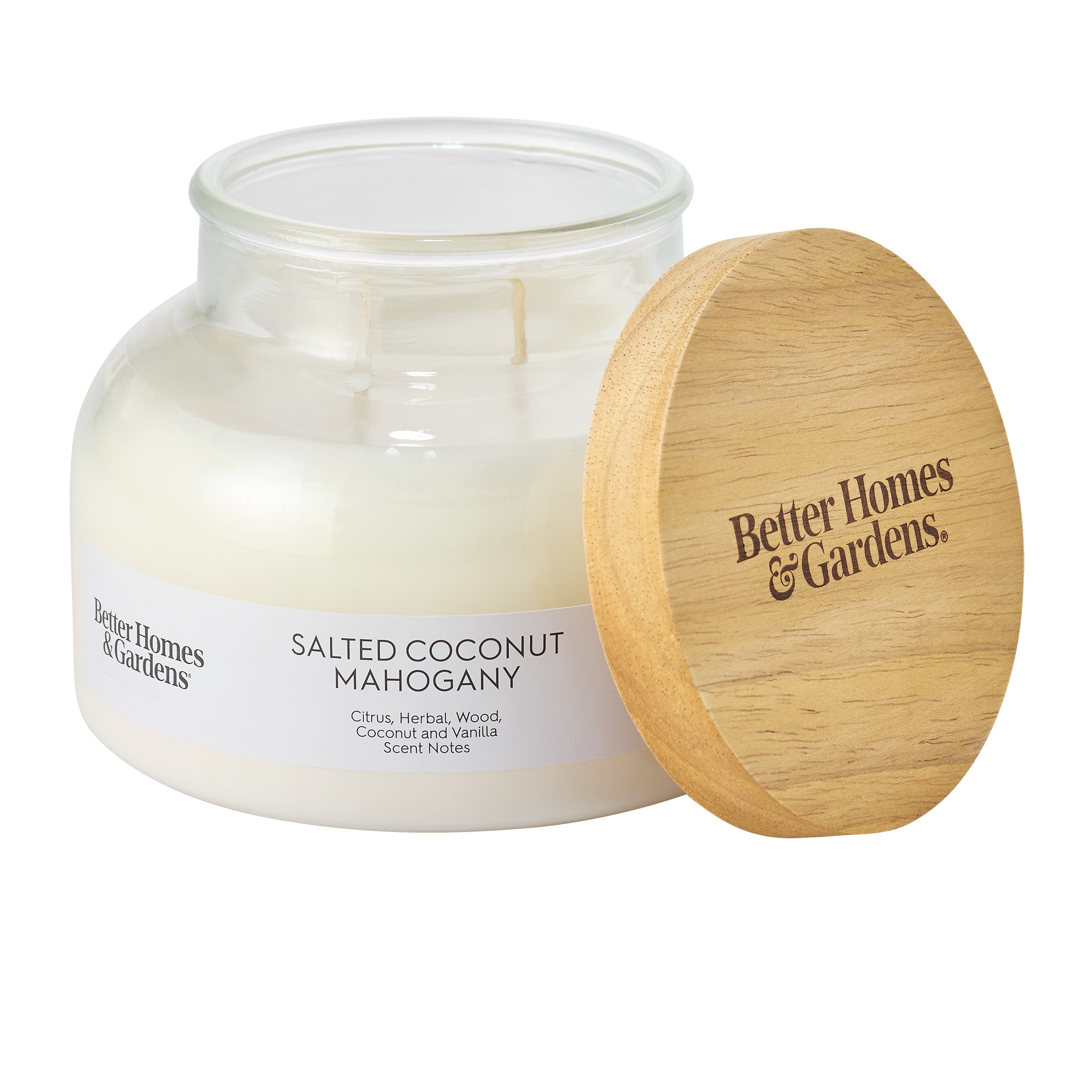 Better Homes & Gardens Salted Coconut Mahogany Scented 2-Wick 18 oz Ombre Bell Jar Candle