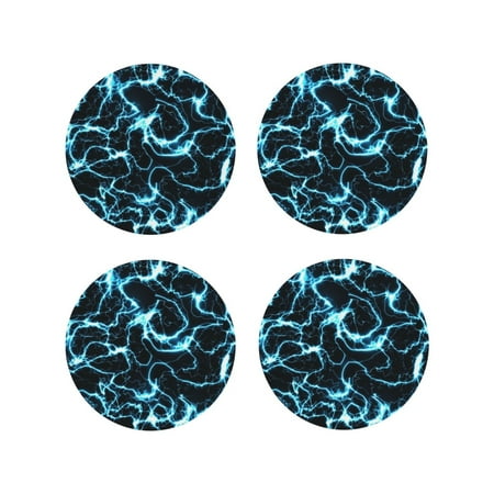

Tideii Lightning for Leather Coasters 4 Pieces Anti-fouling and Anti-scalding Decorative Coasters Suitable for Restaurants Kitchens Coffee Shops-Round Shape