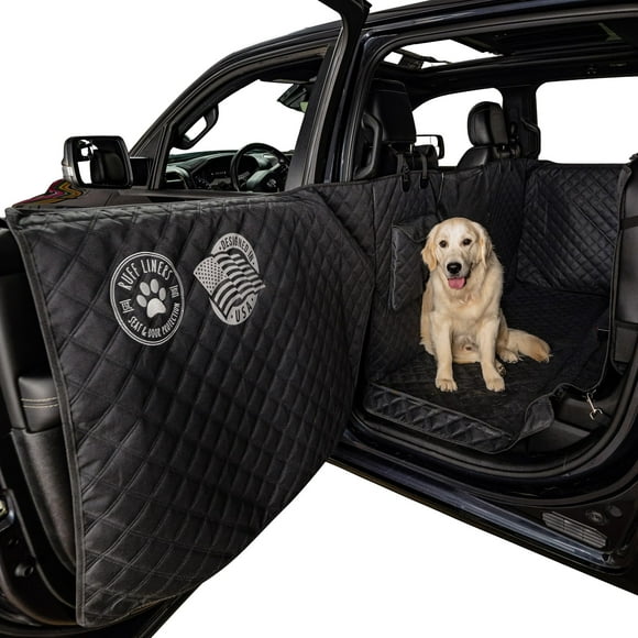 Ruff Liners og Hamaca para camión con asientos plegables - Cubierta de piso resistente para tamaño de cabina doble con protección de puerta - Funda impermeable para asiento de perro para camión - Lava