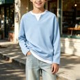 thumbnail image 5 of Abcomgle Long Sleeve T Shirts for Boys 10-12 Henley Fall T-Shirts for Boys Casual Basic Boys Tops Soft Fake Two Piece Layering for Boys, 5 of 5