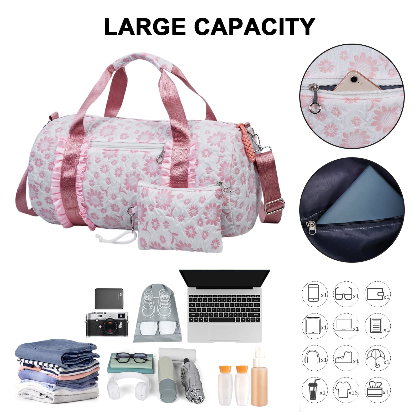 2pcs Oxford Travel Tote Bag Set for Women, Lightweight Weekender Duffel, Ideal for Carry-On, Overnight Trips, Gym, Daily Commute, Crossbody Bags
