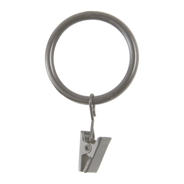 Kenney Clip Rings for 1" to 1-1/4" Diameter Curtain Rods, Antique Pewter, Set of 14