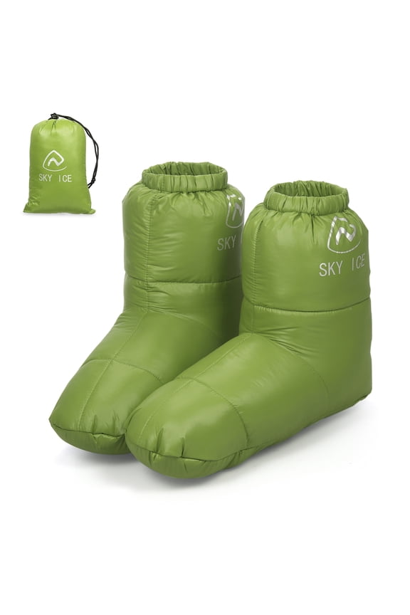 Down Booties Camping Slippers Winter Warm Duck Down Slippers Boots Indoor Outdoor Waterproof Shoes for Men Women 18 x 13 x 5 inches / 45.72 x 33.02 x 12.7 cm Gray Large Size Comfort Wear
