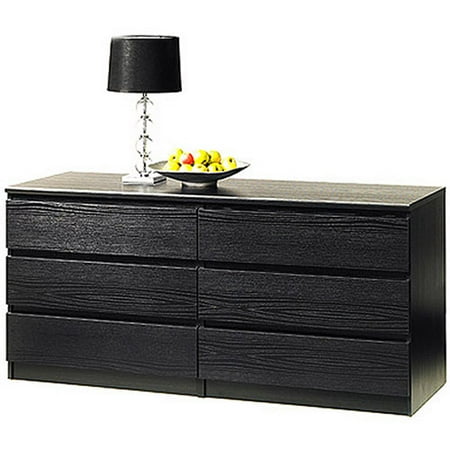 Laguna Double 6-Drawer Dresser, Black Wood Grain