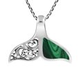 thumbnail image 1 of Ethereal Whale Tail Malachite Inlay Sterling Silver Necklace, 1 of 6