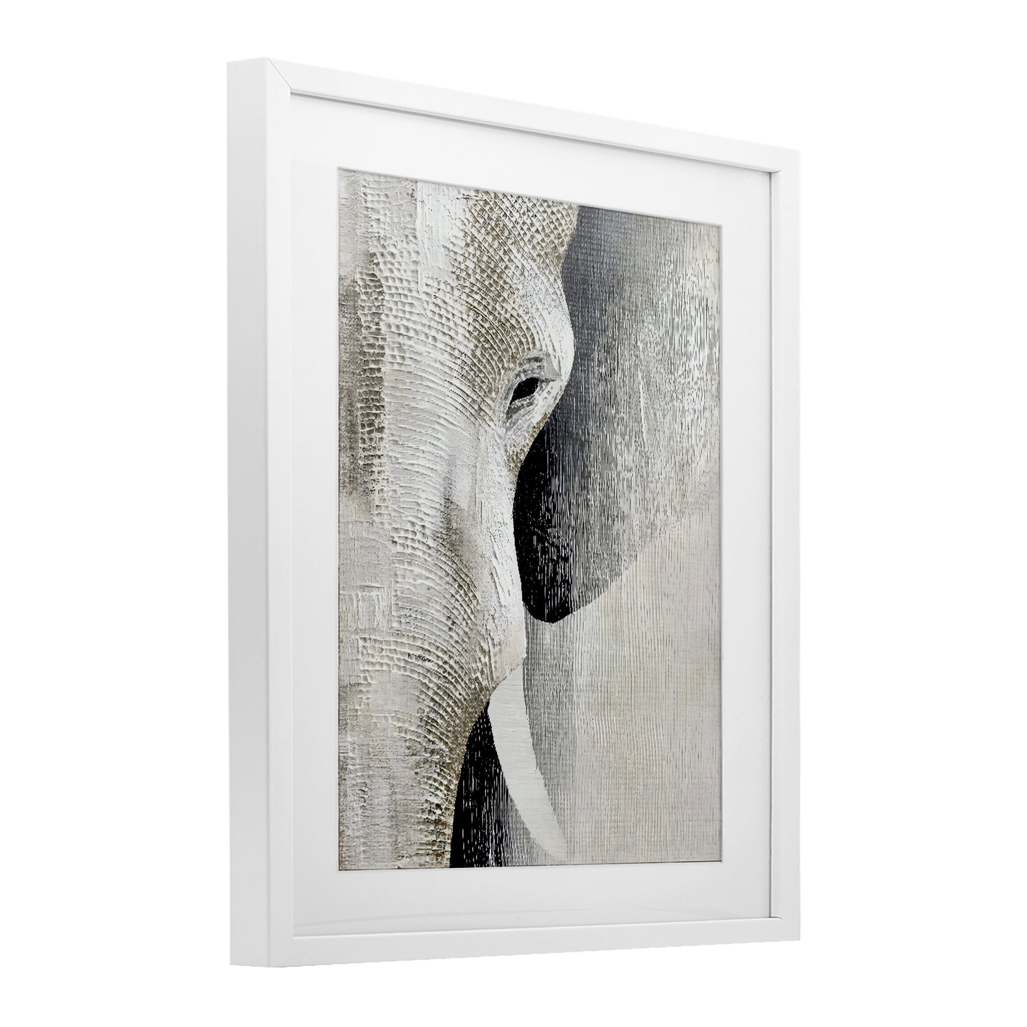 Stupell Industries Faux Textured Elephant White Framed Print Under Glass, design by LSR Design Studio