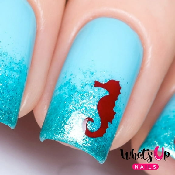 Whats Up Nails - Seahorse Vinyl Stencils Nail Art Design