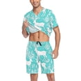 thumbnail image 3 of joogoo Men's Pajama Set Deers on Blue V-Neck Pj Shorts Set 2 Piece Loungewear Sleepwear XL, 3 of 7