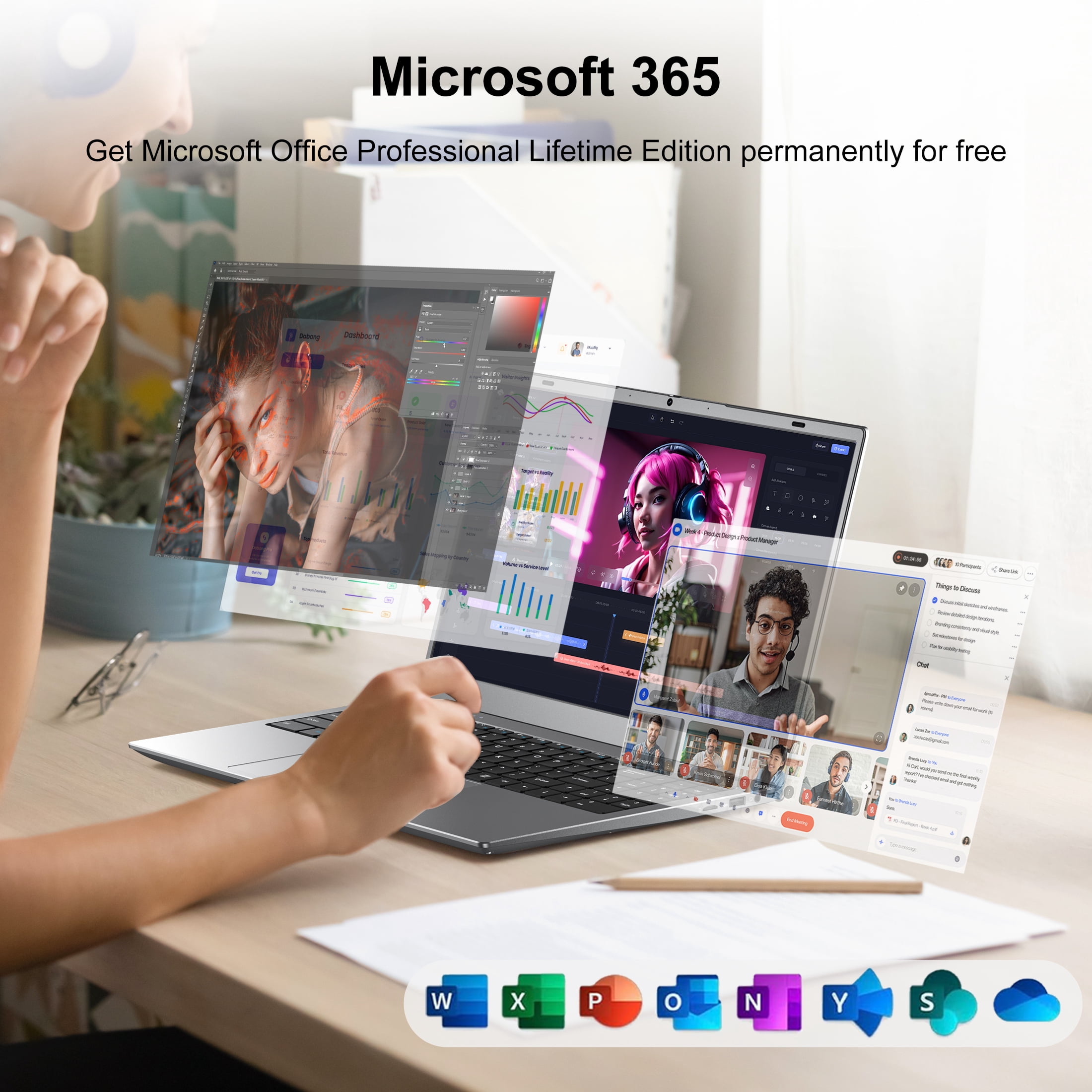 Akocrsiy 15.6" Laptop Computer,16GB RAM 512GB SSD, Intel Pentium 6500Y (up to 3.4GHz), Windows 11 Pro Laptop, 1920*1080 IPS Display WiFi5 BT5.0 for Business Student