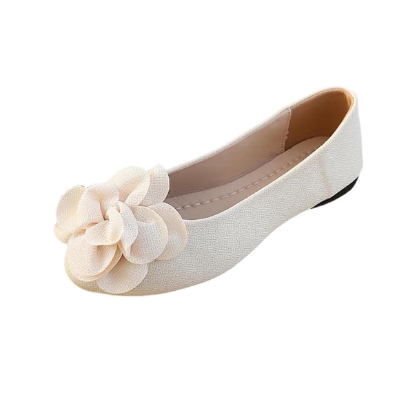 SuTry Women's Round Toe Flats Slip On Flower Decor Soft Comfortable Casual Walking Shoes(42)
