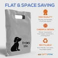 thumbnail image 2 of OptiPak 12x15 Merchandise Bags - Plastic Bags with Handles - Package Bags - Enjoy Life Bulk of 50 Pack Grey, 2 of 4