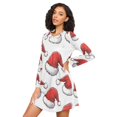 thumbnail image 3 of FORMRS Womens Long Sleeve Nightgowns Crew Neck Sleep Shirt Soft Pajamas Sizes S-3XL, Red Santa Hats Pattern, 3 of 8