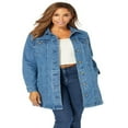 thumbnail image 1 of Jessica London Women‘s Plus Size Long Denim Jacket Oversized Jean Jacket - 18 W  Medium Stonewash, 1 of 6