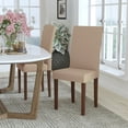 thumbnail image 2 of Flash Furniture Greenwich Series Beige Fabric Upholstered Panel Back Mid-Century Parsons Dining Chair, 2 of 6