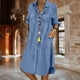 thumbnail image 2 of Vestido de manga larga para mujer vestido casual de moda con blusa de bolsillo vestido midi, 2 of 6