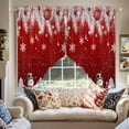 thumbnail image 4 of Swag Curtains Valances for Windows, Red Christmas Short Kitchen Window Curtains Over Sink, Snowman Xmas Balls Snowflakes Pine Branch Cafe Curtains Panel Set Of 2,Rod Pocket, 36 Inches Length, 4 of 8