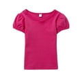 thumbnail image 4 of EnJoCho Little Girls Puff Sleeve T Shirt Summer Short Sleeve Pure Cotton Comfortable Little Girls Tee Shirts Solid Color Blouses Tops Casual Fashion Breathable Soft, 4 of 4