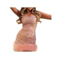 thumbnail image 2 of Txlixc Mini vestido de lentejuelas con purpurina para mujer, cuello en U, sin mangas, con adorno de plumas, de una sola pieza, vestido corto de fiesta de noche sin espalda Txlixc  Estilo de ocio, 2 of 5