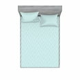 thumbnail image 2 of Modern Bedding Set with Sheet & Covers, Soft Colored Skewed Bold Stripes Lines Contemporary Style Simplistic Design, Printed Bedroom Decor 2 Shams, 4 Sizes, Pale Blue White, by Ambesonne, 2 of 3