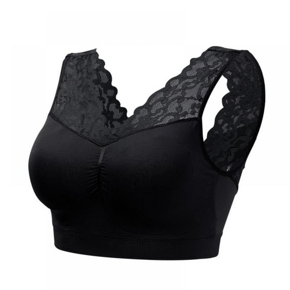 Prettyui Sexy deep V-neck lace bra for ladies bra push-up bra seamless comfort bra breathable fitness gym bra top padded sports bra