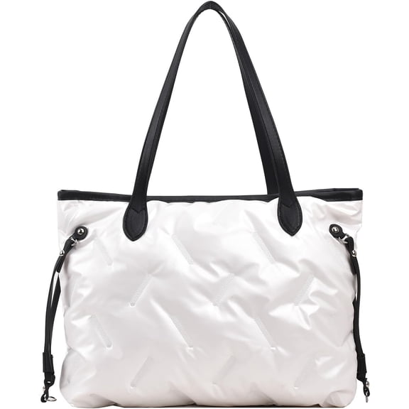 LinYooLi Quilted Tote Bag Soft Trendy Leather Puffer Tote Bag for Women Light Winter Down-Filled Shoulder Handbags Purse