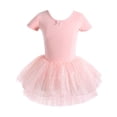 thumbnail image 2 of Toddler Dress Ballerina Jazz Bodysuit Stretchy Short Sleeve Solid Skirted Leotard Baby Girl Clothes Light Pink 7-8Years, 2 of 4