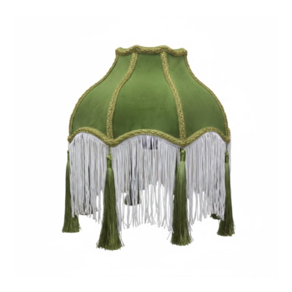 lingqin Abat-Jour en Velours, Abat-Jour Victorien en Forme de Cloche, Base E27, Cache-Lampe Élégant avec Pompons et Franges pour Hôtel, Chambre, Maison