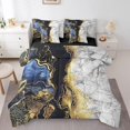 thumbnail image 1 of YST Abstract Marble 7 Piece Bedding Set, King Size, Navy Blue White Gold Marble, Watercolor Marbling Reversible Comforter, 1 of 5