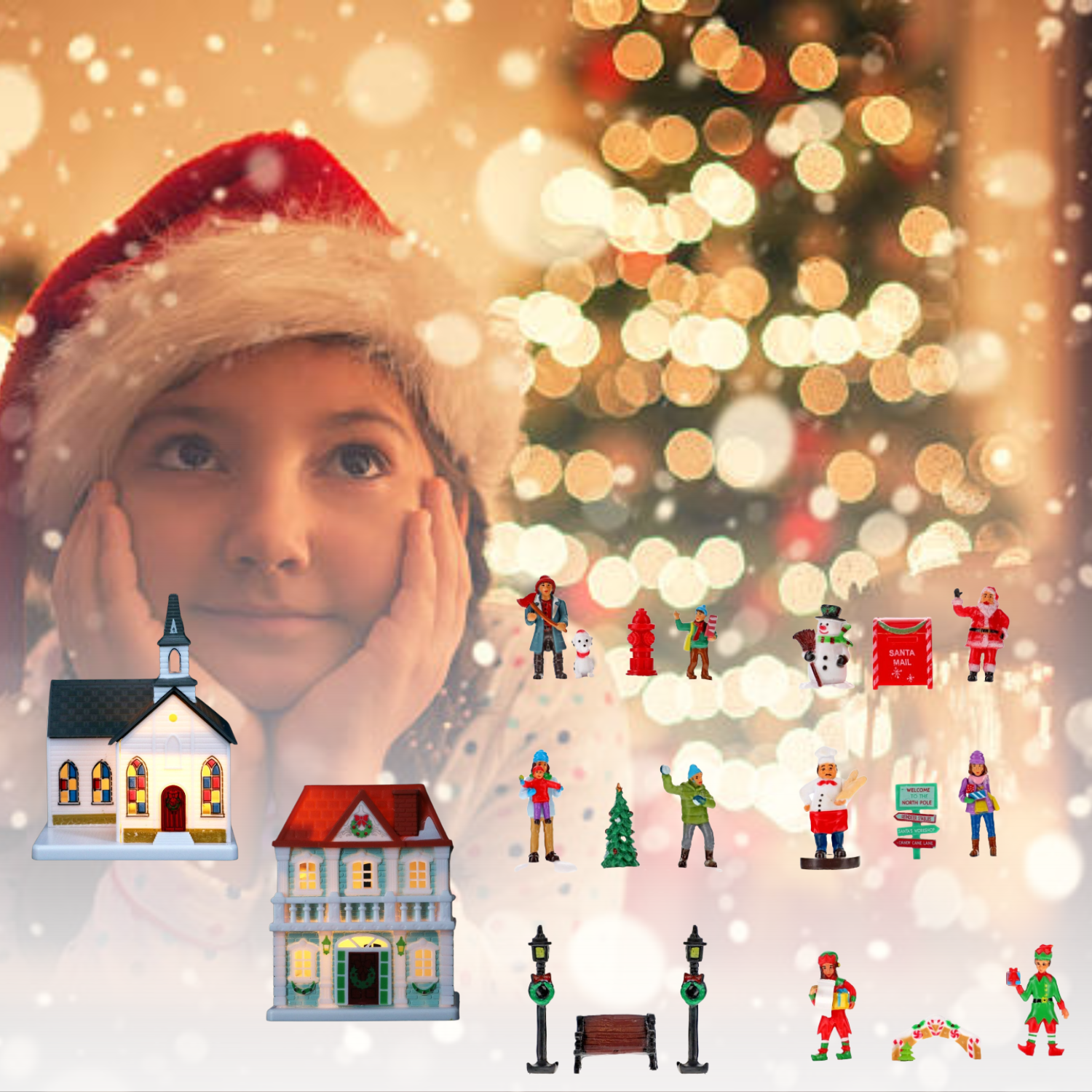 NEW Cobblestone Corners Christmas Miniatures Winter Village • 7 pcs • LED