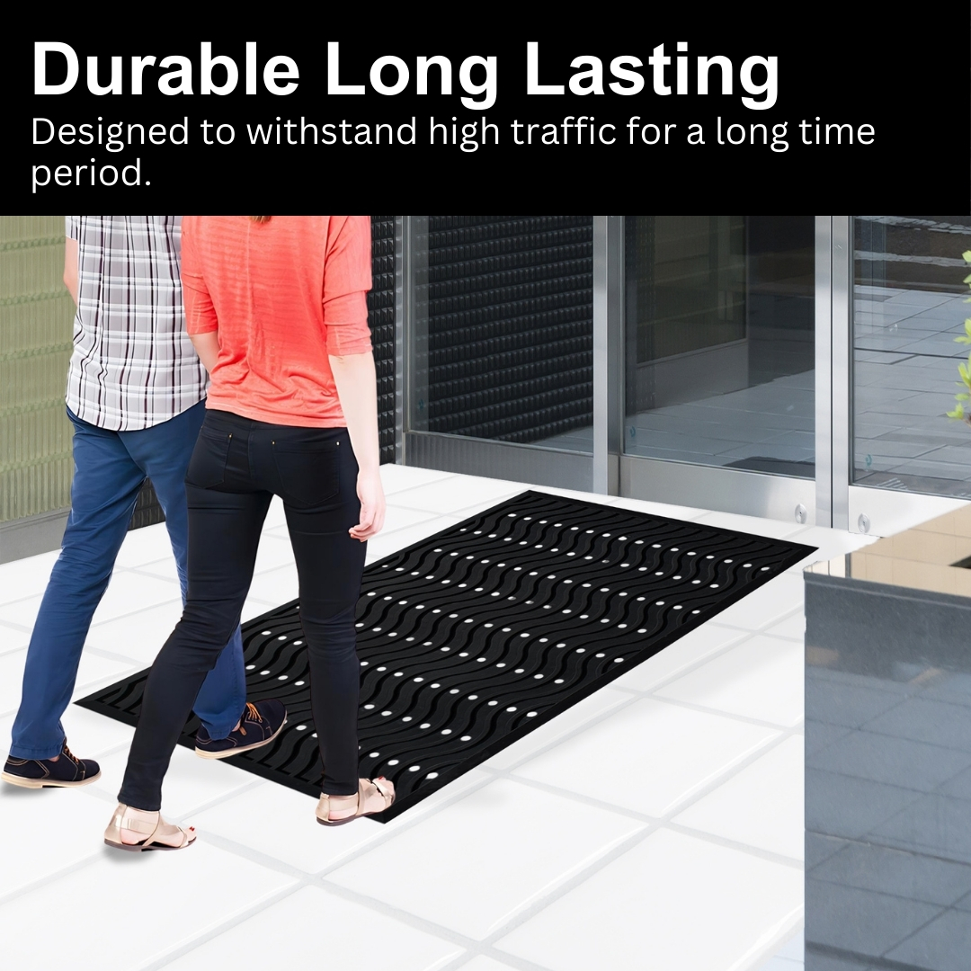 A1HC Natural Rubber Wavy Scraper Door Mat, 36"x60", Premium Non-Slip Entrance Mat for Home, Office, Retail & High-Traffic Areas