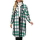 thumbnail image 1 of Camisa larga a cuadros para mujer, manga larga, botonadura sencilla, botones hacia abajo, 1 of 8