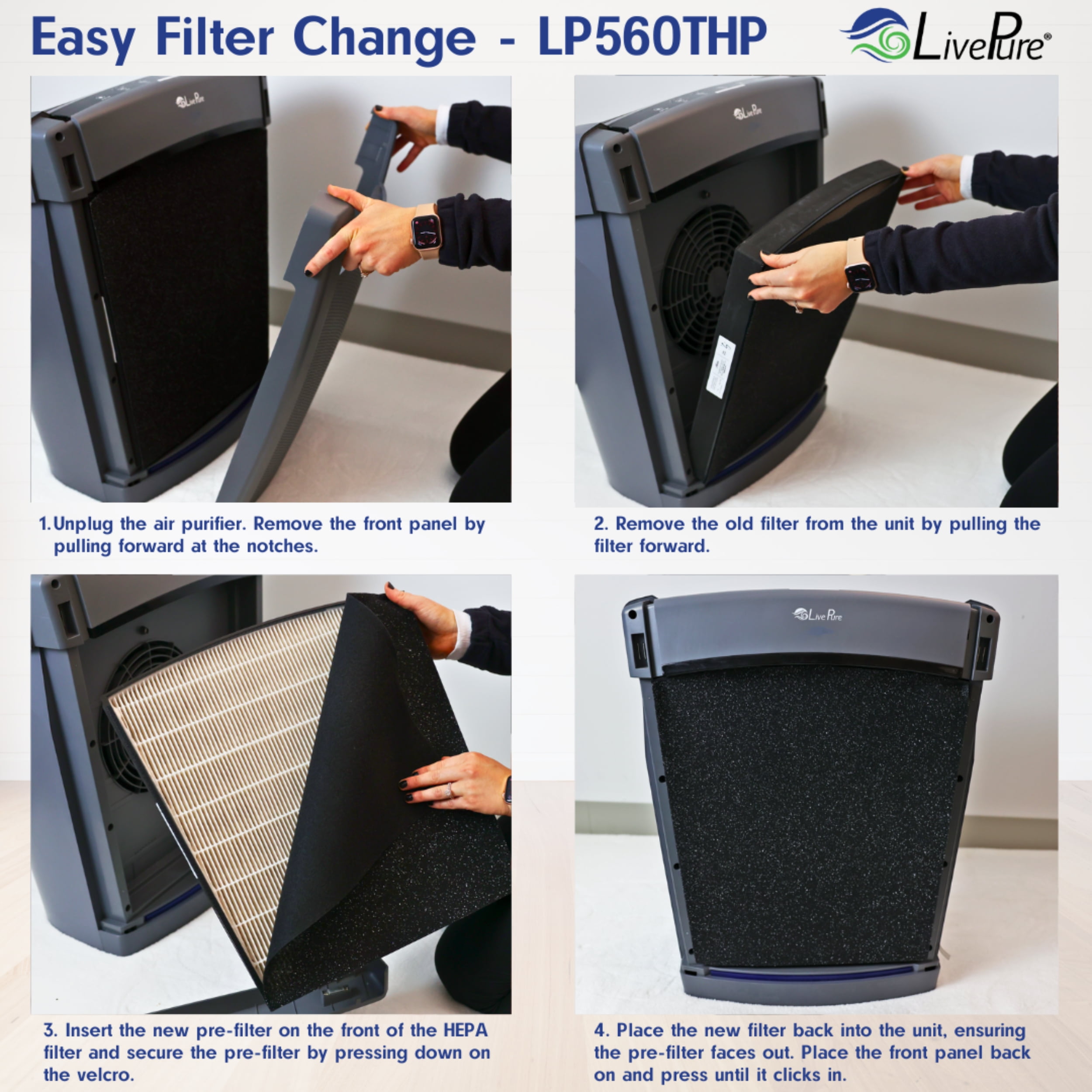 LivePure LP560THP Bali Series True HEPA Air Purifier with Air Quality Sensing System, Taupe
