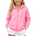 thumbnail image 2 of Resicozy Girls Zip Up Hoodie Sweatshirt Full Zipper Hoodies Jacket Y2K Fall Winter Fashion Solid Color Jackets with Pockets Pink XL, 2 of 6