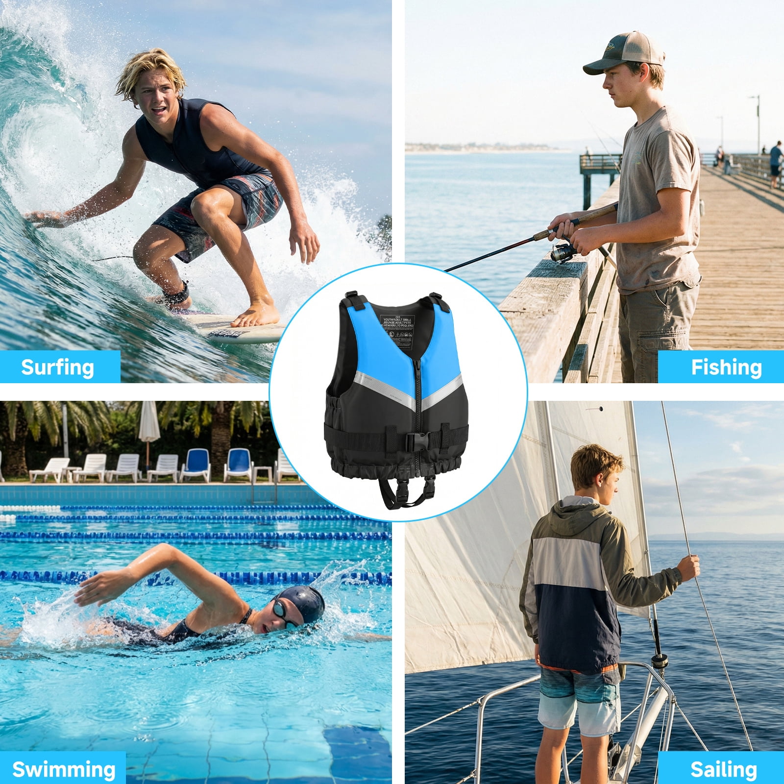 Kids Swim Vest Life Jacket Youth,Adjustable Flotation Buoyancy Swimsuit Trainer Vests,Swimming Aid Jacket for Boys Girls,Fit for 50-125 lbs