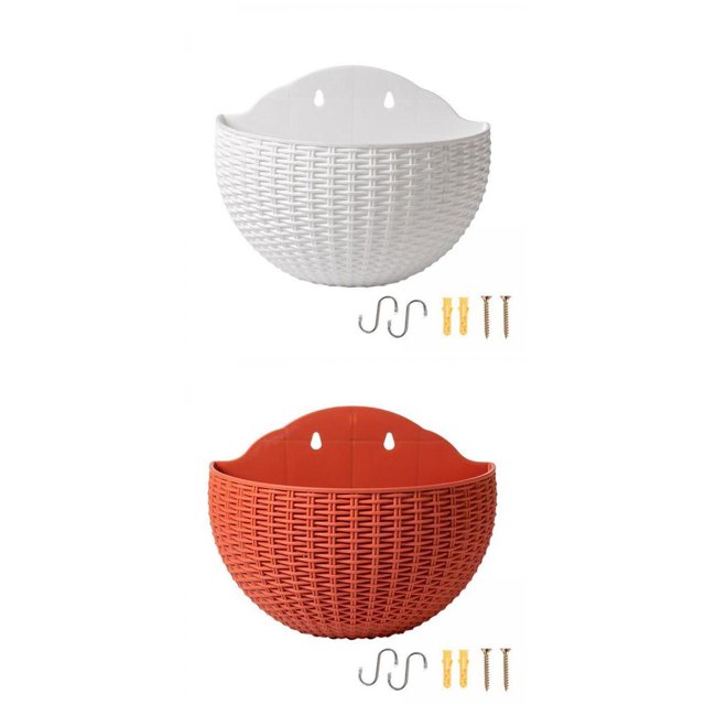 2 Unids Modern Wall Planter Hanger Self Watering Pot Containers Flower Jarrones Titulares Cesta para el Hogar Balcón Patio Porche Decoración de Pared CUTICAT none