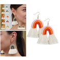 thumbnail image 2 of Pendientes de borla para mujer Pendientes colgantes de color naranja Pendientes de borla, 2 of 5