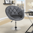 thumbnail image 2 of Yaheetech Height Adjustable Upholstered Tufted Accent Chair, Gray, 2 of 9