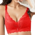 thumbnail image 4 of PEASKJP Padded Bras for Women Seamless Plunge Demi Padded T-Shirt Bra Minimizer Bra, Red 32, 4 of 4