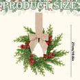 thumbnail image 3 of 1Pc Christmas Norfolk Pine Kitchen Cabinet Wreaths for Kitchen with Ribbon Bows Red Berry Small Window Wreath for Window Door Farmhouse Christmas Party Decorations, 3 of 5