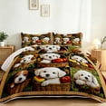 thumbnail image 2 of FIVERAM Quilts for King Bed,3 Piece Cute Puppy Patchwork Bedspread,Lightweight Coverlet King Size,Dog & Harvest Fruit Bed Cover for All Season, 2 of 9
