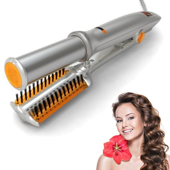 FOLYX 2 in1 Hair Curler Straighter Rotating Iron, Curling Iron Wand for Hair Curling and Straighting, Dry and Wet Styling Tool, Travel for Girls Women (Gold1)