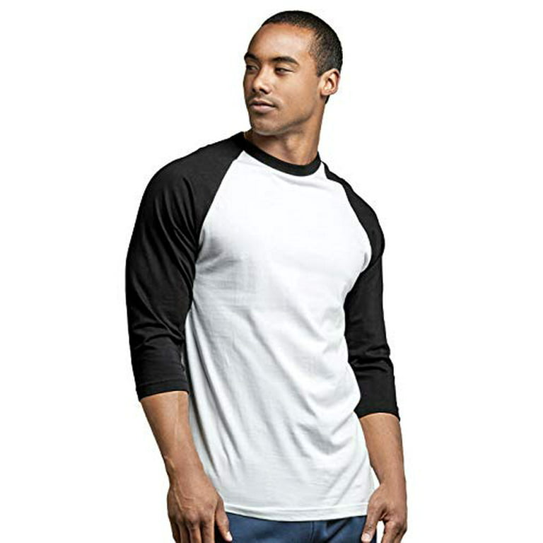 Baseball T-Shirt-MBT001-Black/White-S 3/4 Oliver Sleeve George