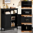thumbnail image 5 of Bathroom Storage Cabinet, Wooden Free Standing Storage Organizer with 2 Doors & 1 Open Compartment, Adjustable Shelf,Floor Cabinet for Bathroom, Living Room, Hallway, Black, 5 of 18